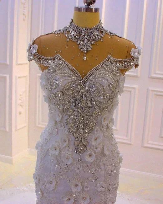 Extravagant wedding dresses mermaid | Wedding dress with lace (ZD13780)