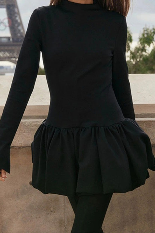 Y2K Fitted High Neck Mini Work Dress - View 6 | VelvetHem
