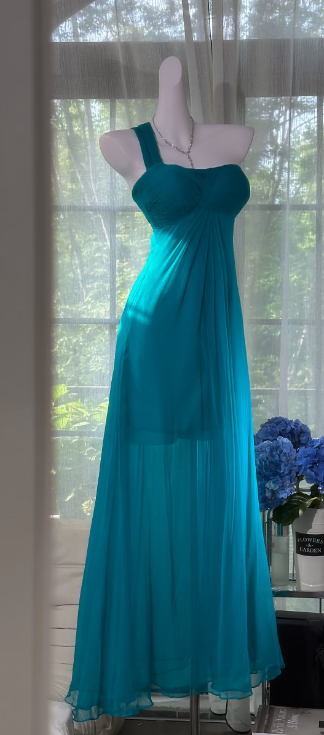 One-Shoulder Chiffon Long Prom Dress Simple Bridesmaid Dresses