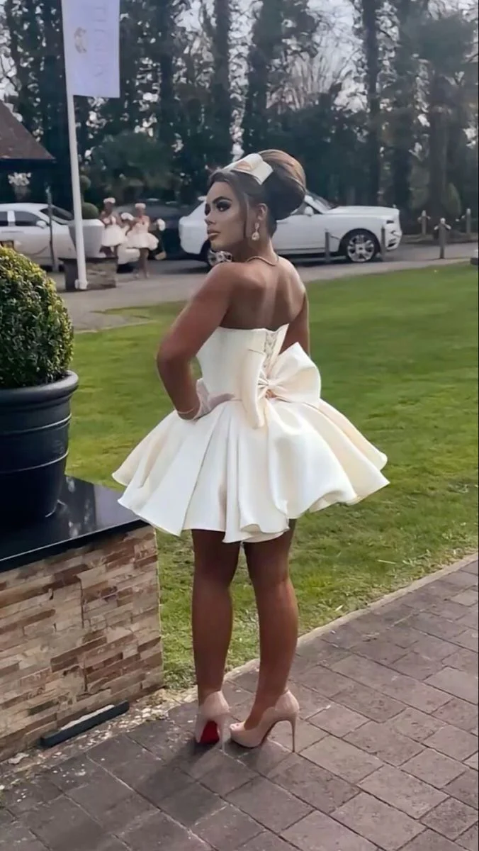 A Line White Short Evening Dress Cocktail Dresses Birthday Dress J8194