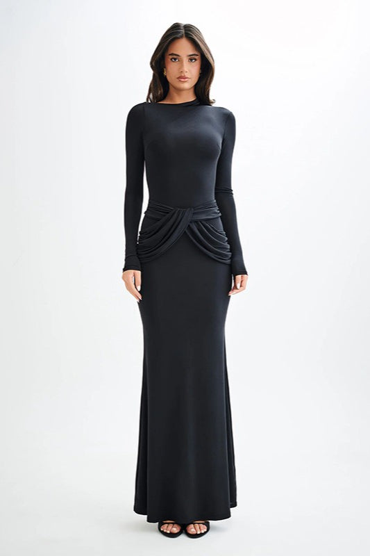 Long Sleeve Crew Dress with Premium Everyday Styling Boutique Fashion Style
