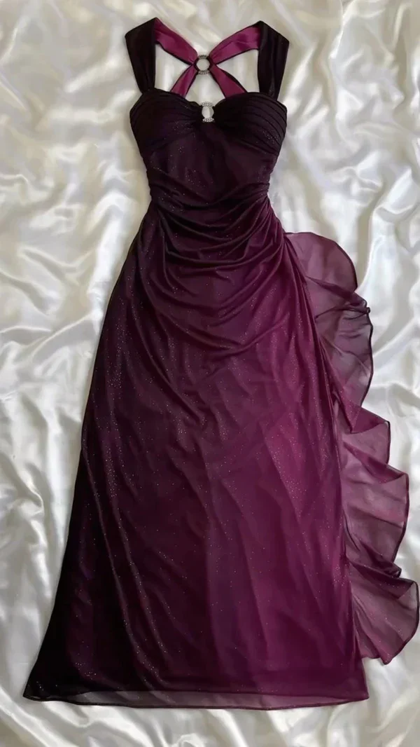 Sexy Ombre Purple Long Prom Dress Party Evening Gown