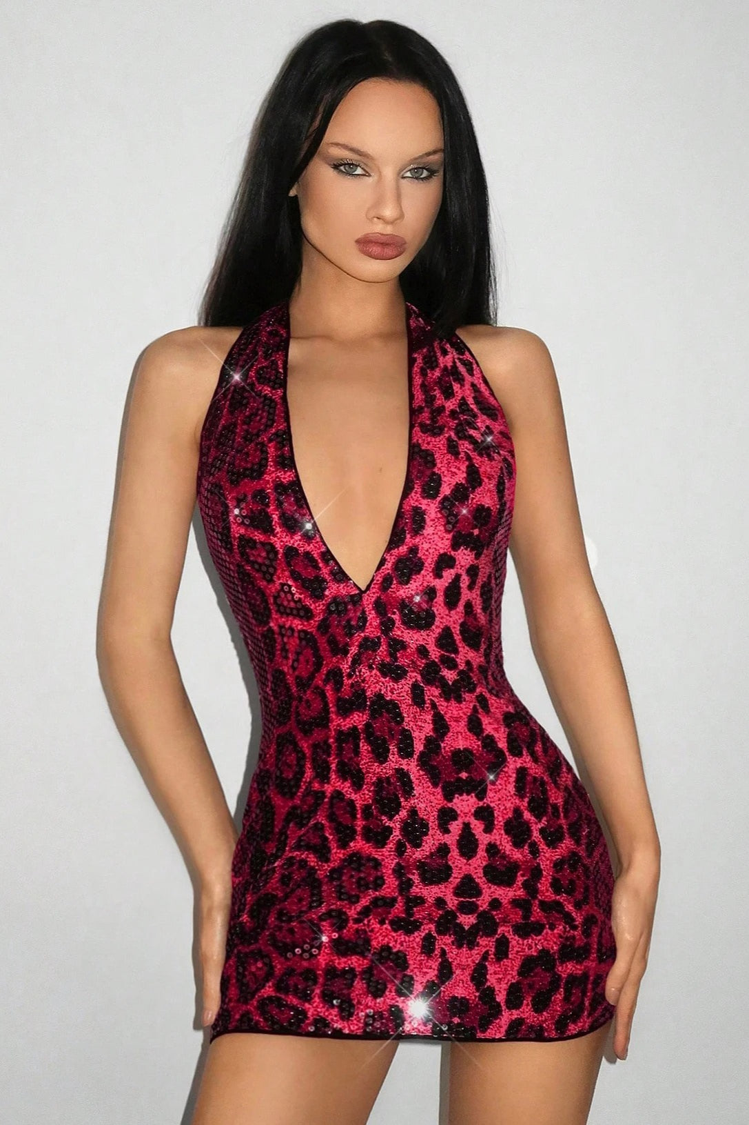 Leopard Halter Bodycon Mini Dress - View 6 | FashionDia