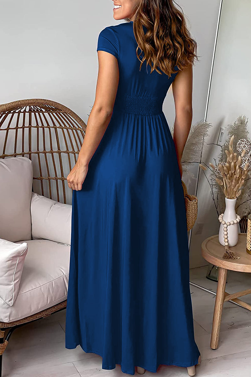 Elegant Solid Slit V Neck Evening Dress Dresses(7 Colors) - View 4 | VelvetHem