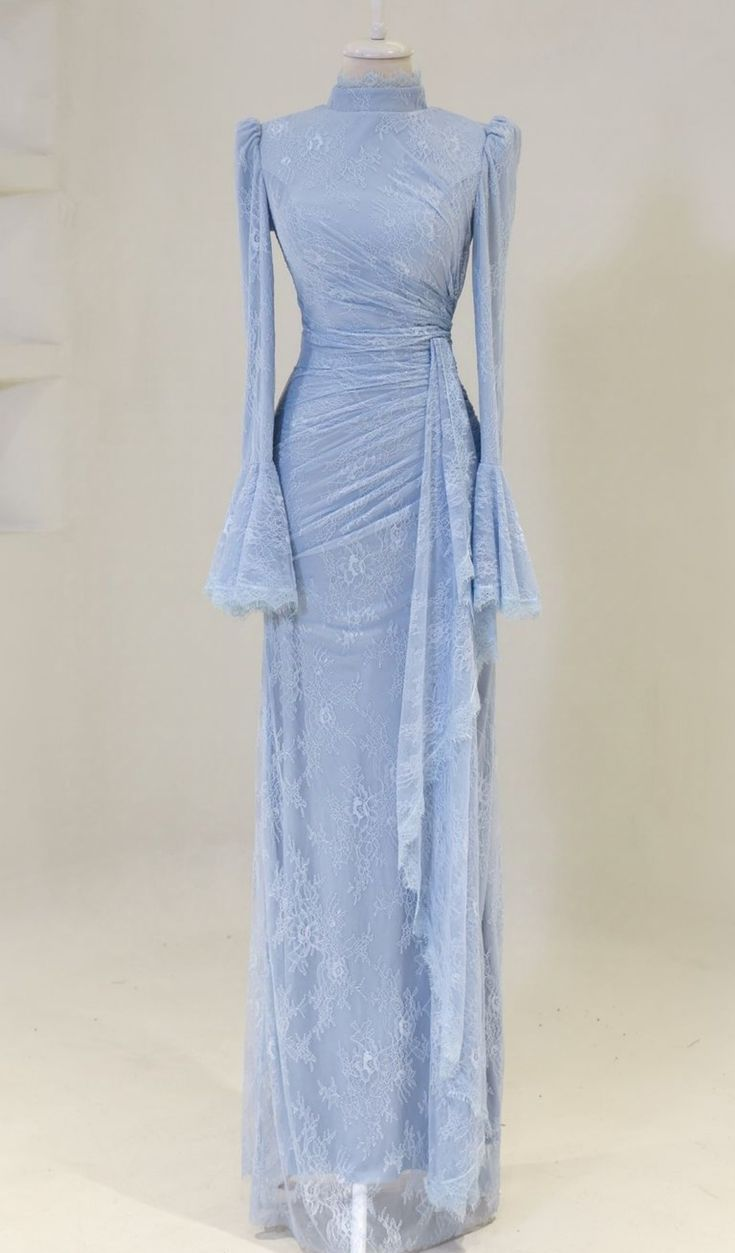 Modest Long Sleeves Lace Long Evening Dress Formal Party Dress
