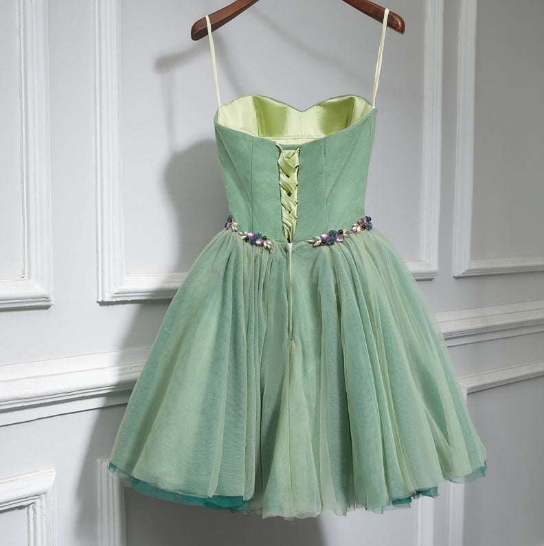 Cute green sweetheart neck homecoming dress - View 3 | FashionDia