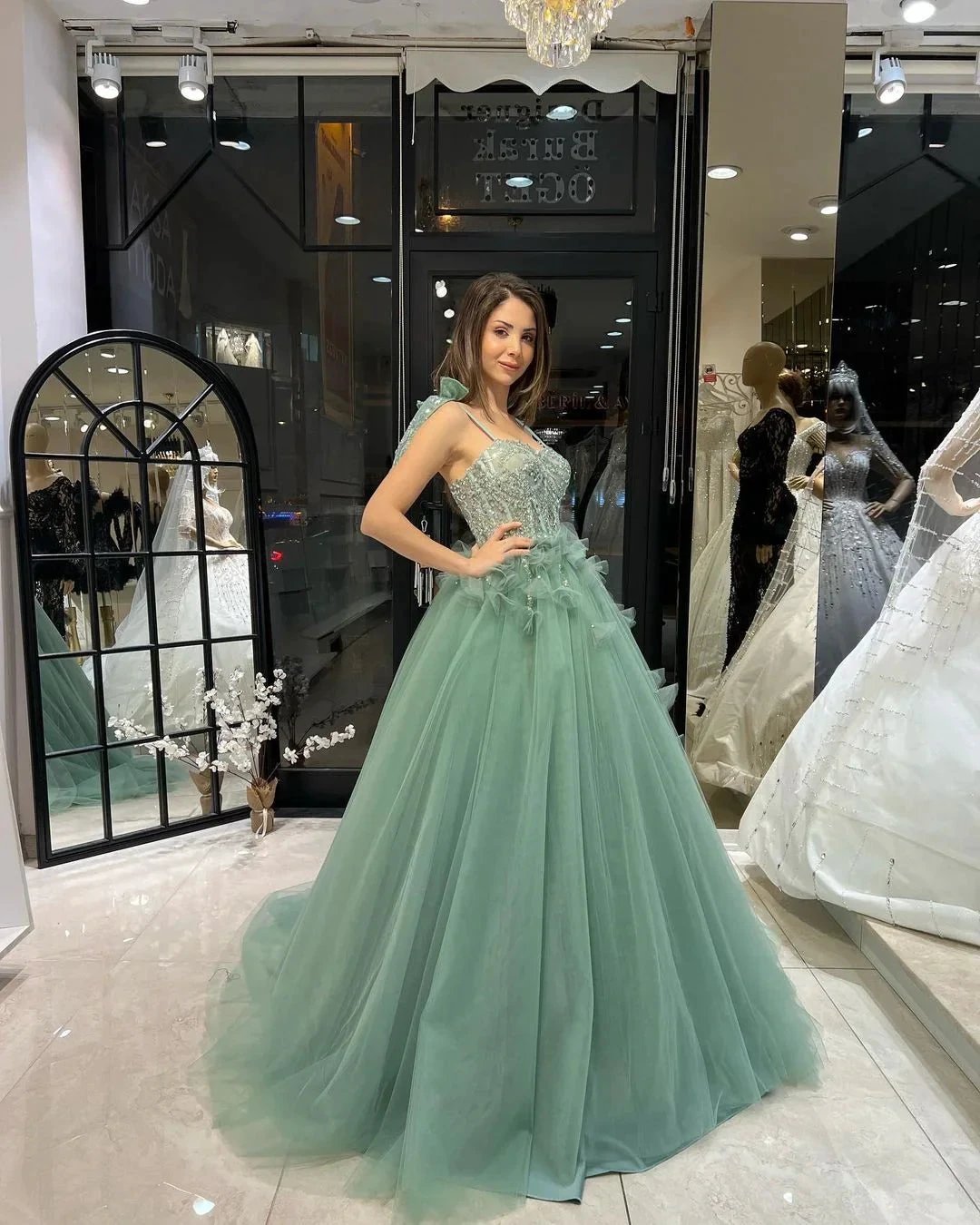 Fabulous Floor Length Sweetheart Sleeveless A-Line Tulle Wedding Dress with Sequins (ZD14794)