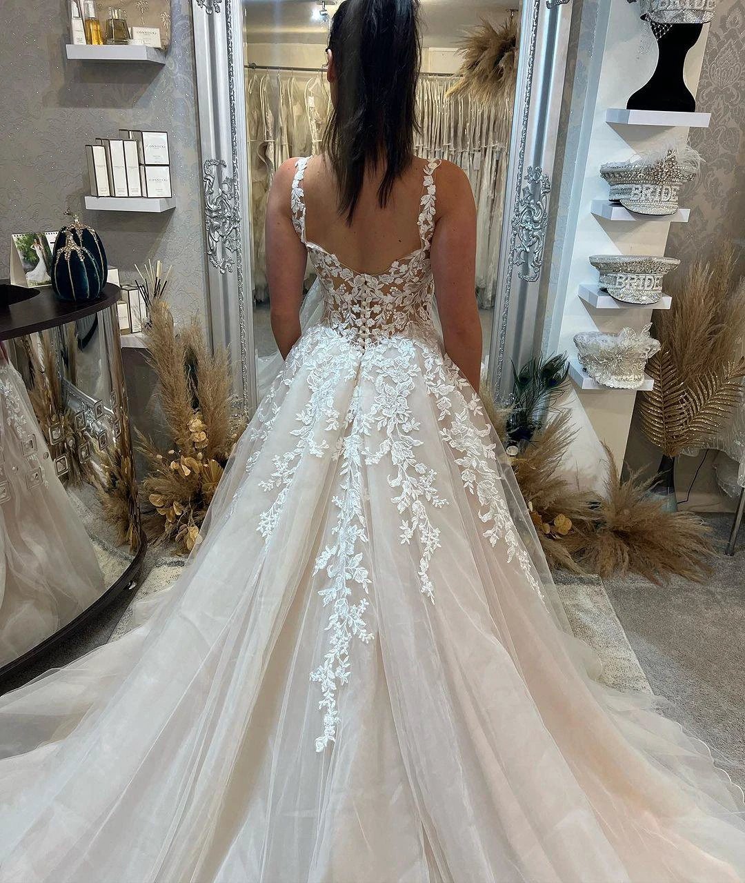 Fabulous Long A-line Sleeveless Lace Wedding Dress With Slit (ZD14823)