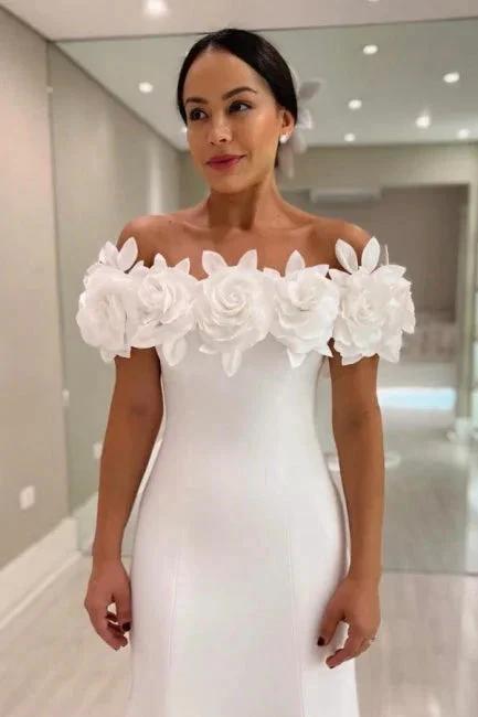 Fabulous Mermaid Satin Off-The-Shoulder Sleeveless White Wedding Dress (ZD16651)