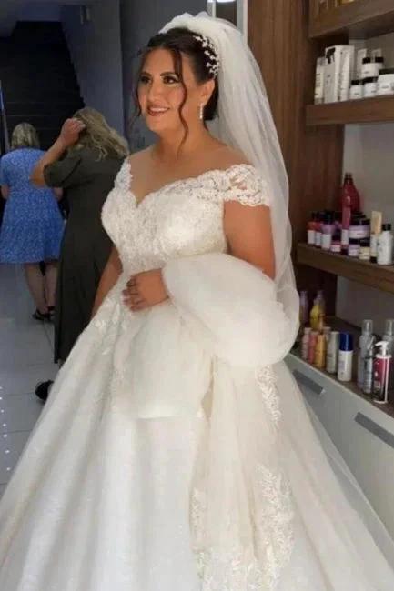 Fashion A-line Off-the-shoulder Wedding Dresses With Lace (ZD14617)