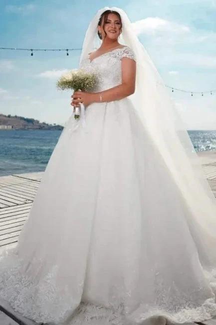 Fashion A-line Off-the-shoulder Wedding Dresses With Lace (ZD14617)