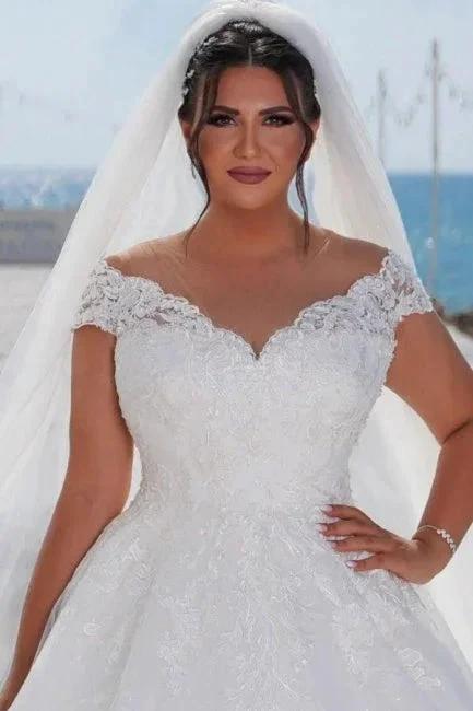 Fashion A-line Off-the-shoulder Wedding Dresses With Lace (ZD14617) - View 4 | VelvetHem