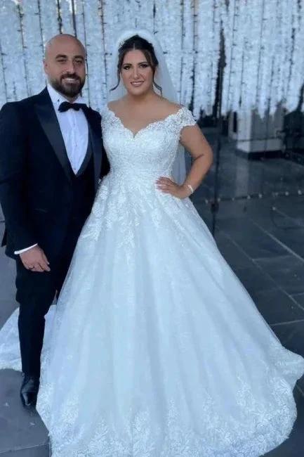 Fashion A-line Off-the-shoulder Wedding Dresses With Lace (ZD14617) - View 5 | VelvetHem