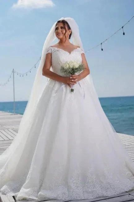 Fashion A-line Off-the-shoulder Wedding Dresses With Lace (ZD14617)
