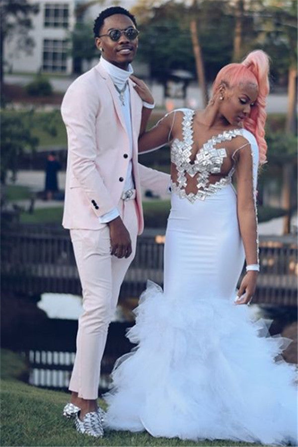 Fashion Pink Slim Fit Prom Men Suit