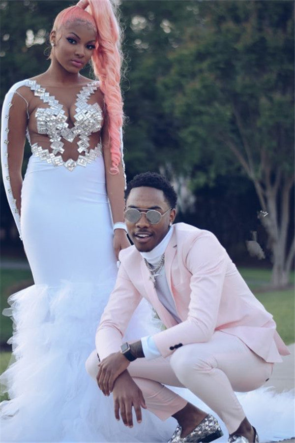 Fashion Pink Slim Fit Prom Men Suit