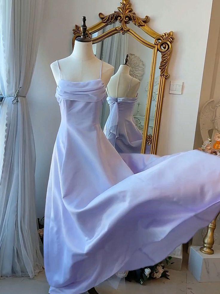 Elegant Spaghetti Straps Long Party Dress A Line Prom Dress