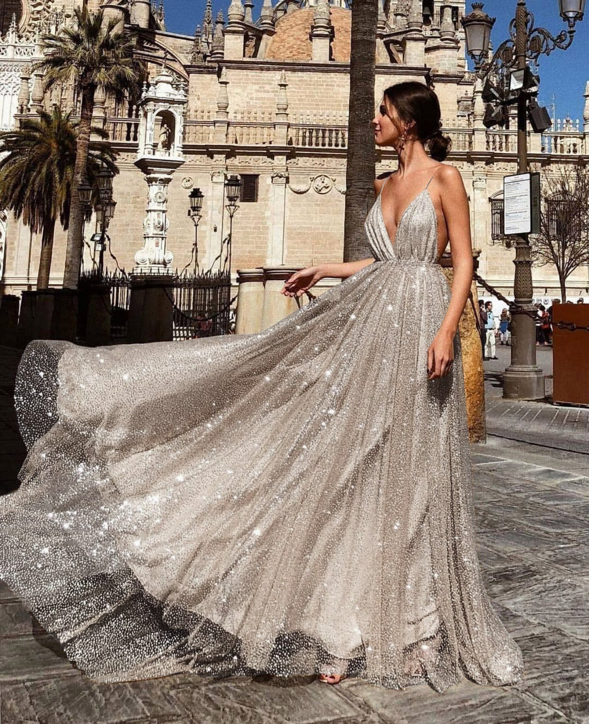 V-Neck Sling Long Dress Prom Dress - View 6 | VelvetHem