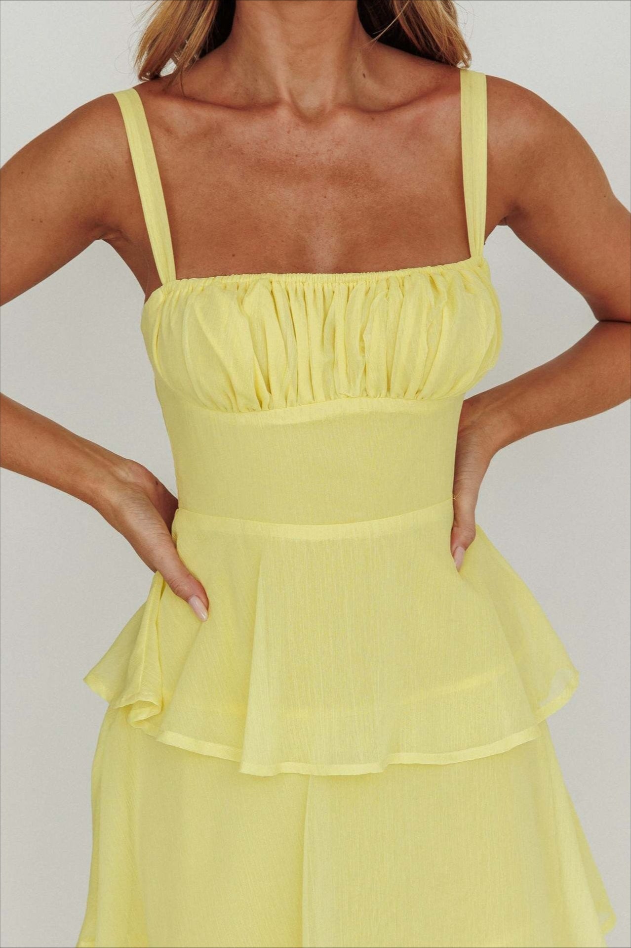 Sexy Backless Halter Tiered Ruched Waist Maxi Prom Dress