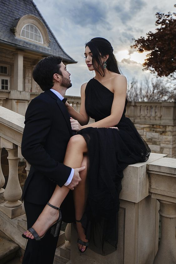 Simple Black One Shoulder Tulle Party Dress Prom Dress