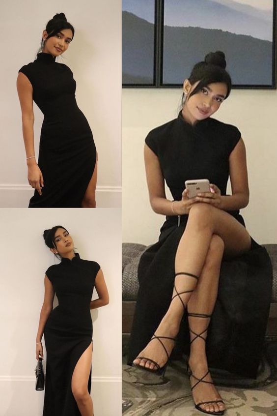 Black Simple Long Evening Dress Elegant Prom Dress