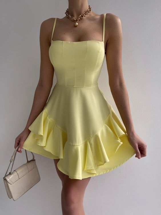 Spaghetti Straps Pink Homecoming Dress Lovely Homecoming Dress - View 3 | FashionDia