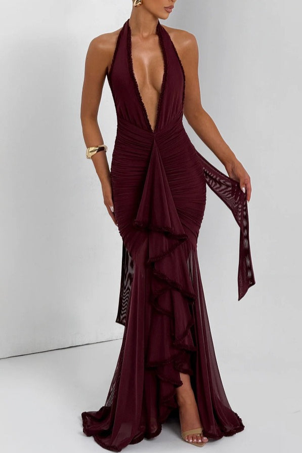 Sexy Deep V Dress with Relaxed Fit and Streetwear Style