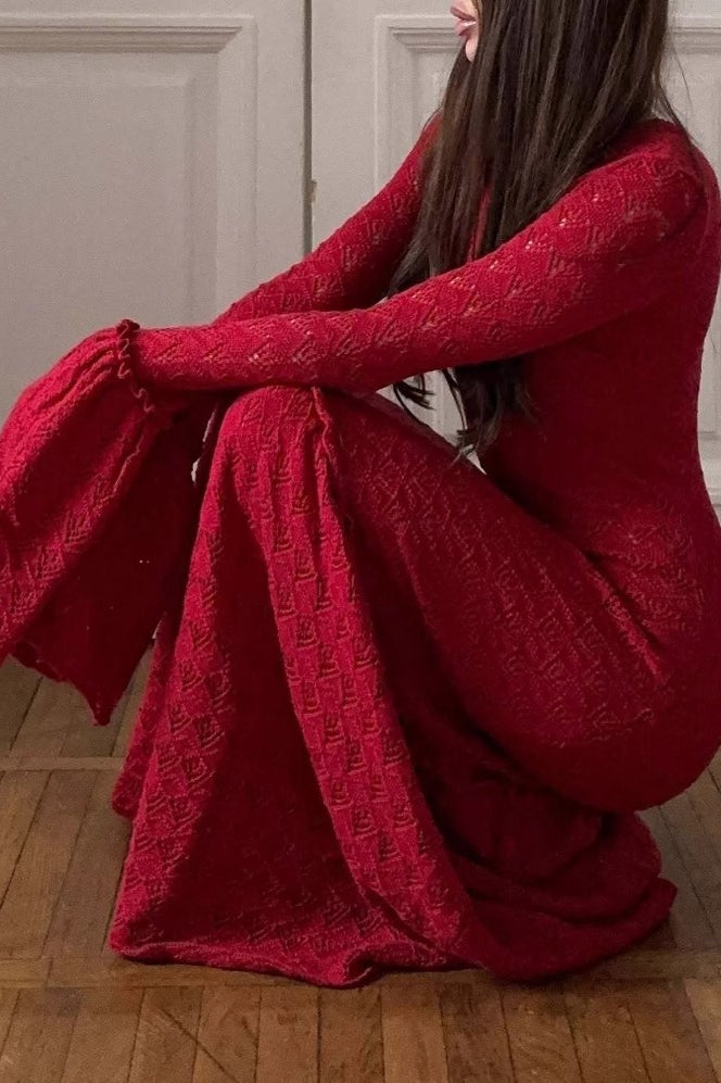 Ruffled Panel Knit Maxi Sweater Dress - View 2 | VelvetHem