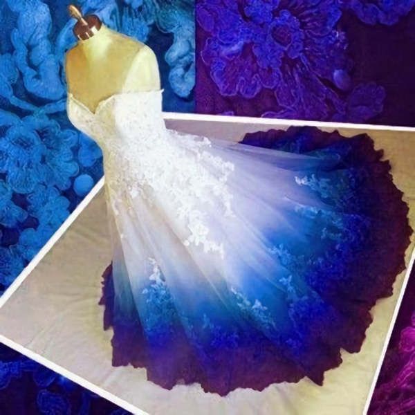 Colorful Ombr� Wedding Dress Ball Gown - View 8 | FashionDia