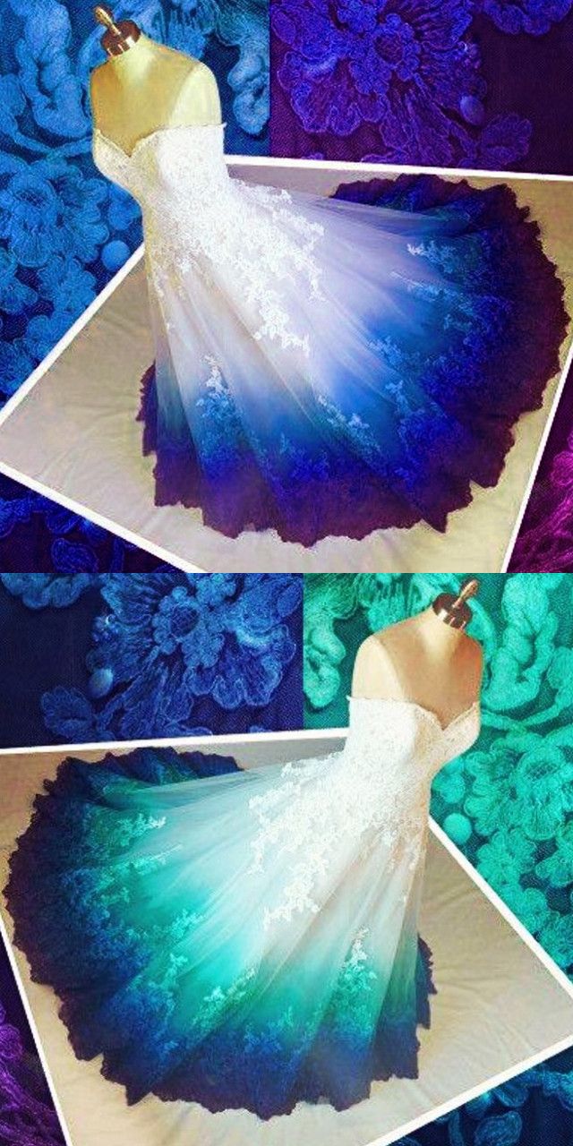 Colorful Ombr� Wedding Dress Ball Gown - View 9 | FashionDia