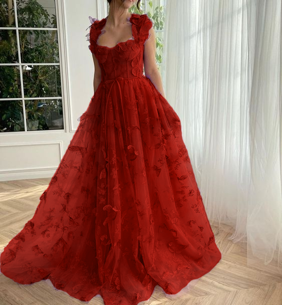 Butterfly Purple Prom Gown, Elegant Long Prom Dresses
