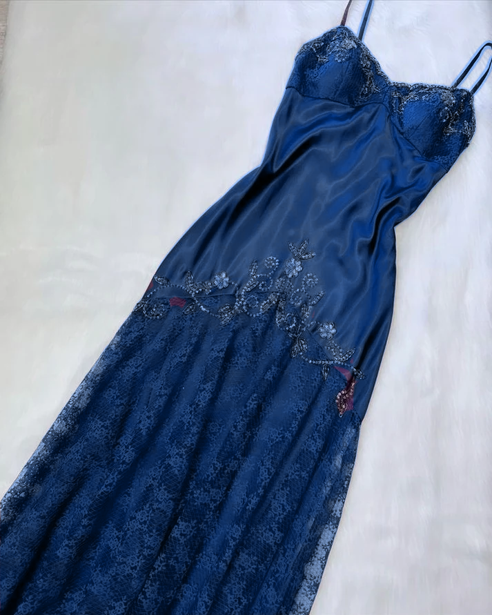 Vintage purple dress with flower accents Formal Evening Dress fg6334
