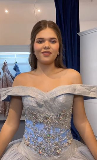 A Line Light Blue Off The Shoulder Quinceanera Dress Ball Gown fg6547