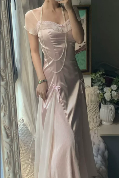 Baby pink vintage Evening Dresses fg6691