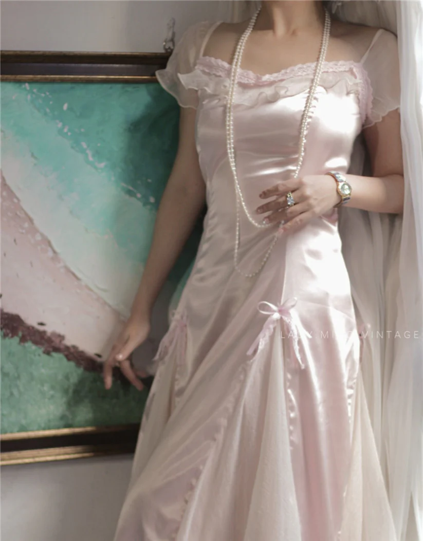 Baby pink vintage Evening Dresses fg6691