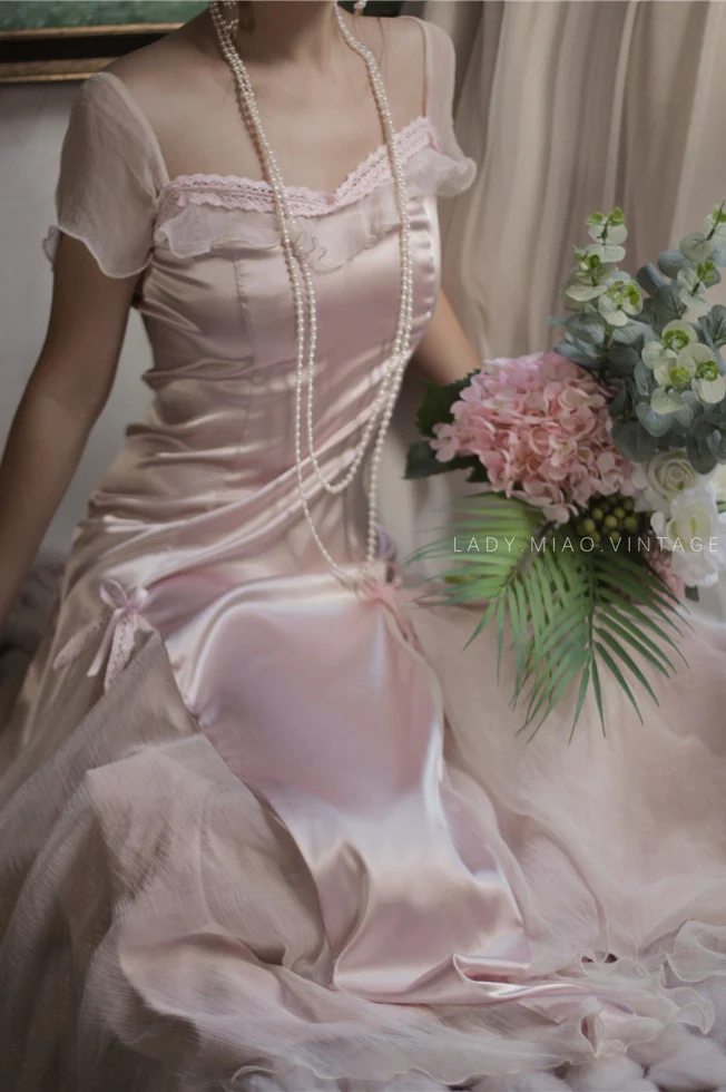 Baby pink vintage Evening Dresses fg6691