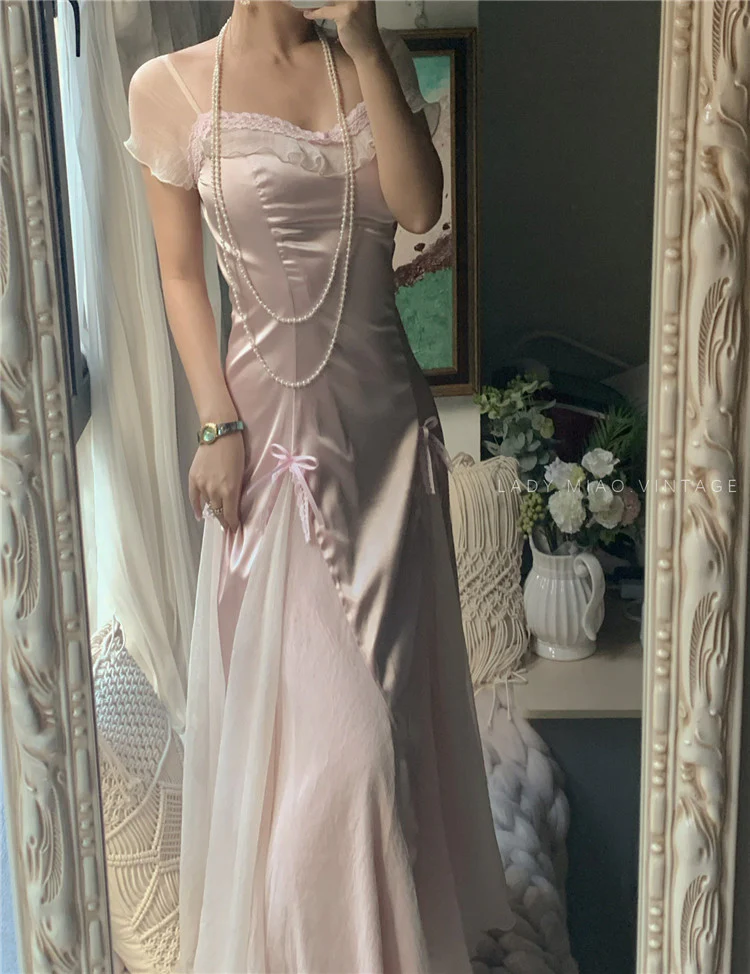 Baby pink vintage Evening Dresses fg6691