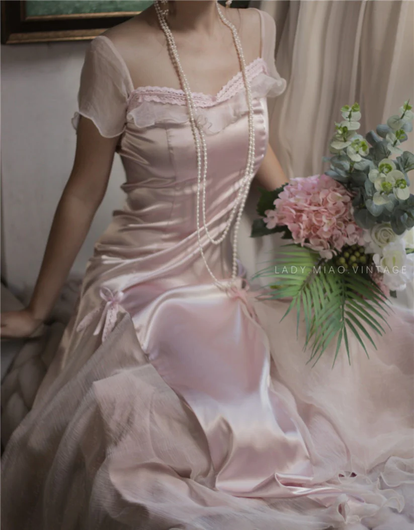 Baby pink vintage Evening Dresses fg6691