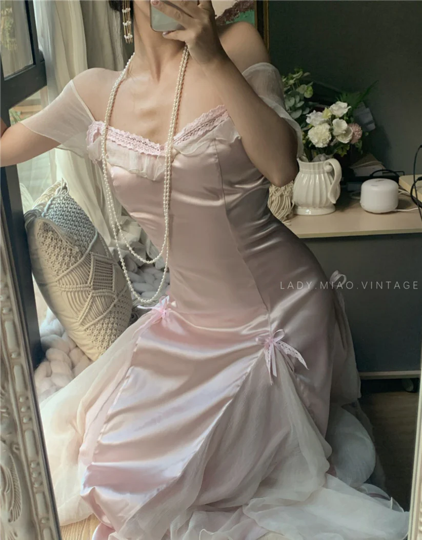 Baby pink vintage Evening Dresses fg6691