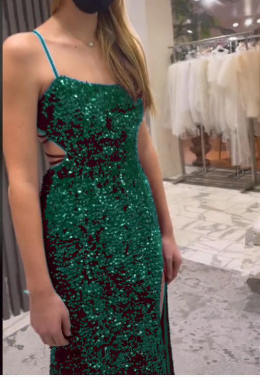 Long Evening Dresses Mermaid Sequins Prom Dress with Silt fg6711
