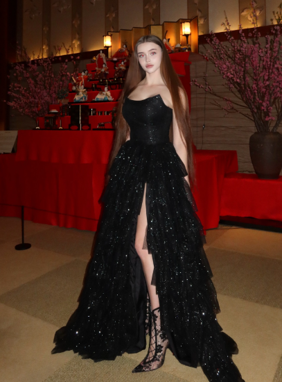 Multi-layer Shiny Elegant Dresses,Luxury Party Dress,Black Prom Dress - View 8 | FashionDia