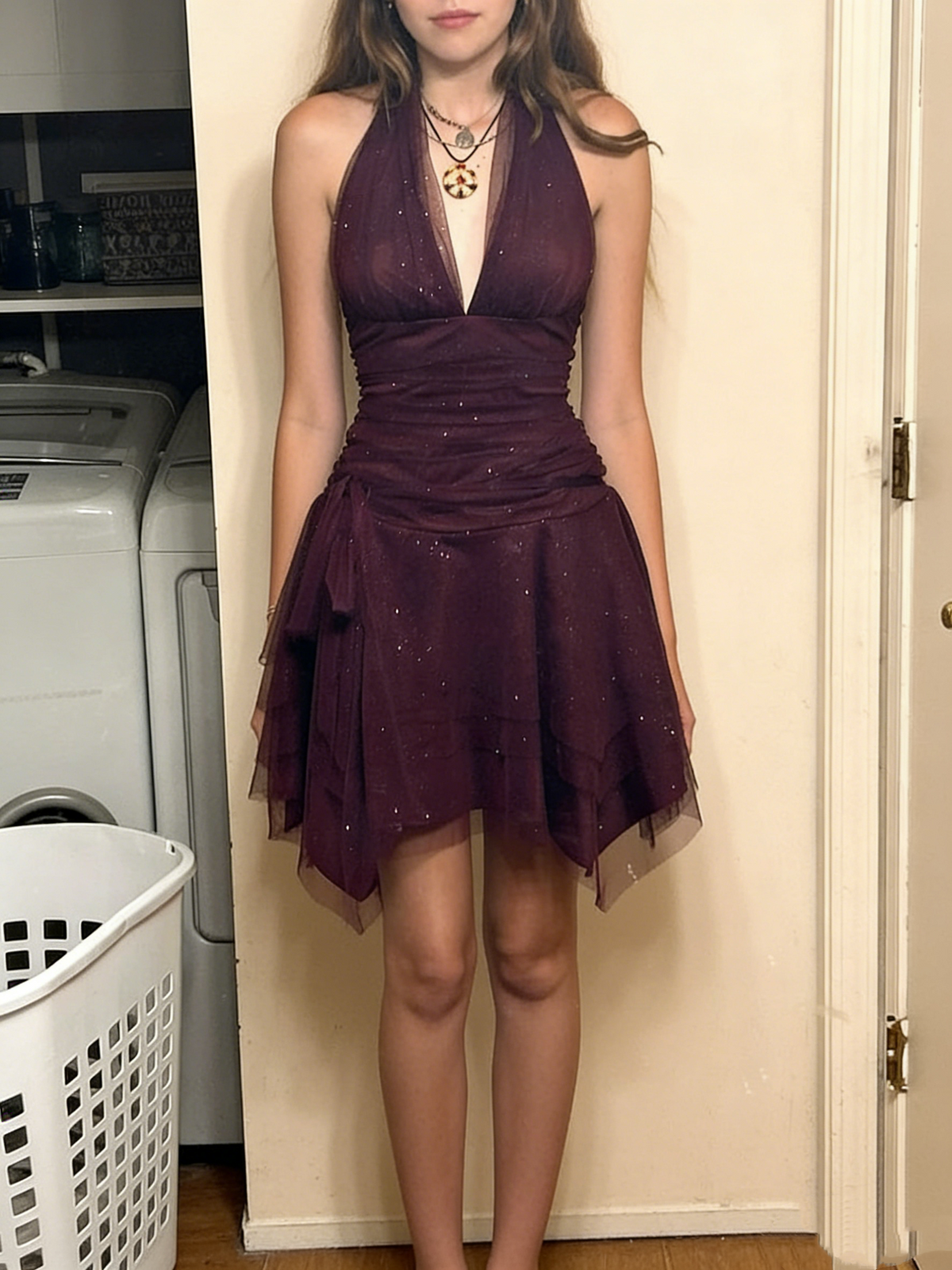 Dark Purple Tulle Prom Short Homecoming Party Dress - View 3 | FashionDia