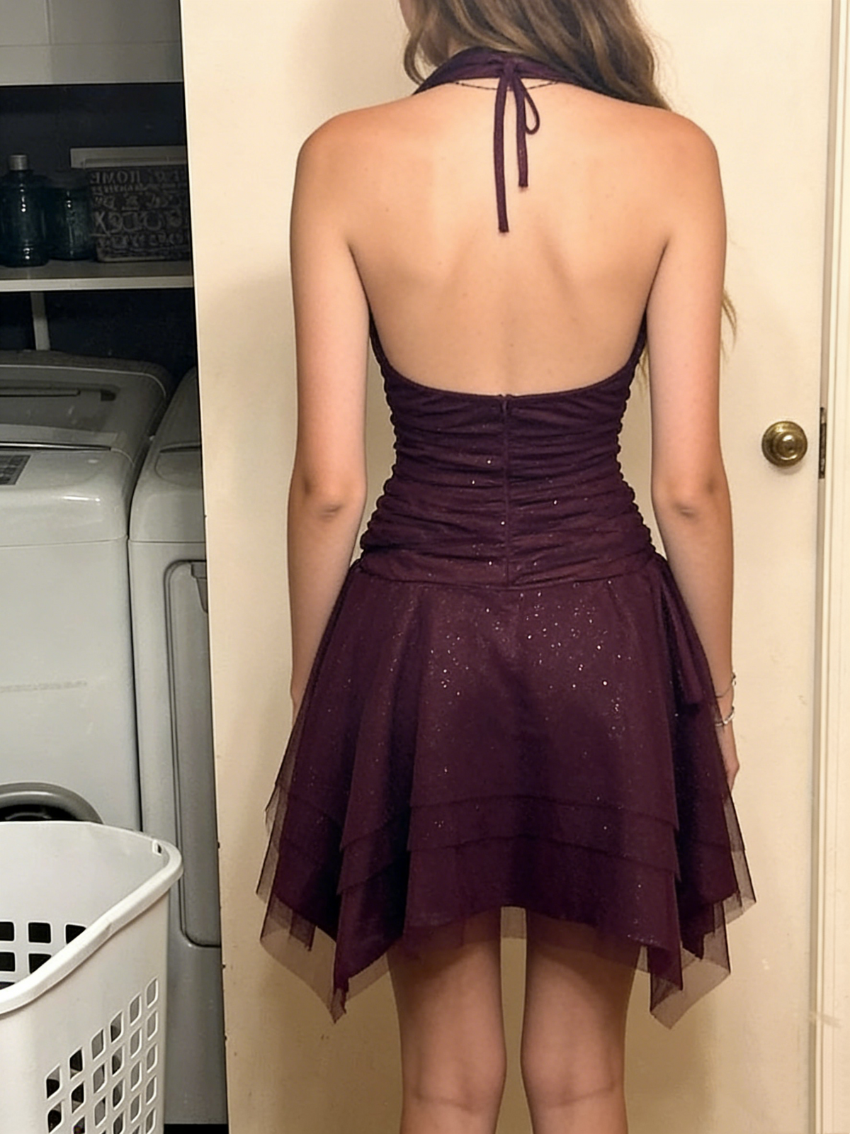 Dark Purple Tulle Prom Short Homecoming Party Dress - View 4 | FashionDia