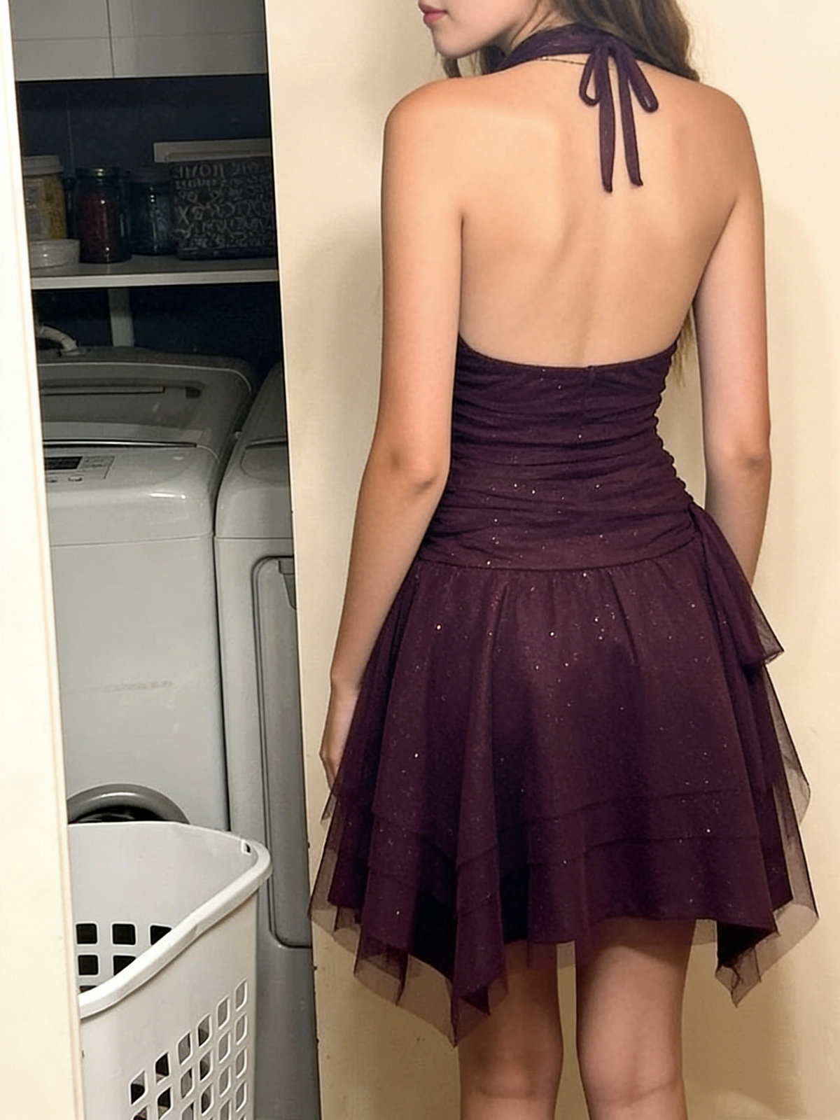 Dark Purple Tulle Prom Short Homecoming Party Dress - View 7 | FashionDia