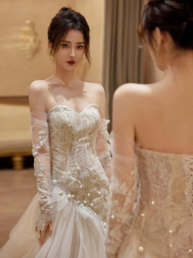Sexy Mermaid Long Wedding Dress Evening Party Dresses - View 9 | FashionDia
