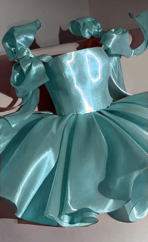 Pink Homecoming Dress with Bow Shoulder Ties A-line Short Party Gown fg8044