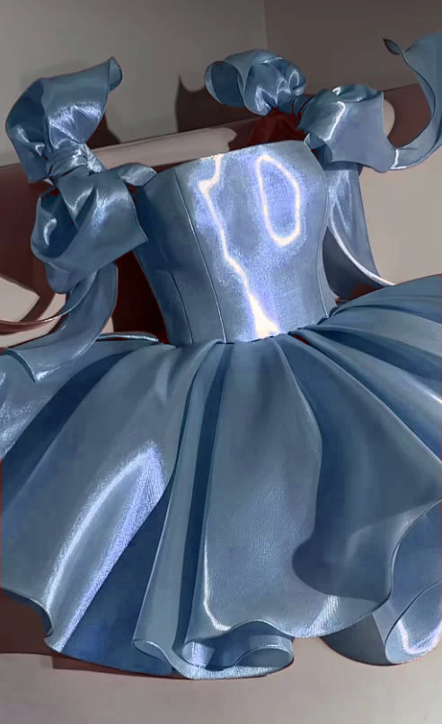 Pink Homecoming Dress with Bow Shoulder Ties A-line Short Party Gown fg8044