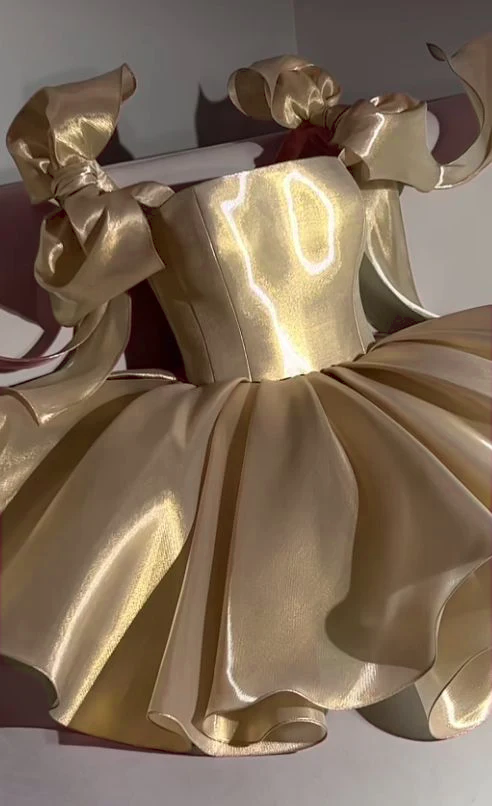 Pink Homecoming Dress with Bow Shoulder Ties A-line Short Party Gown fg8044