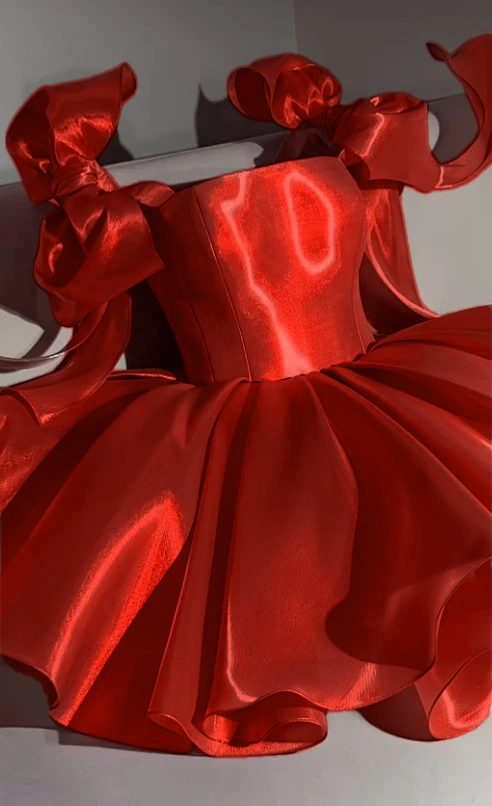 Pink Homecoming Dress with Bow Shoulder Ties A-line Short Party Gown fg8044