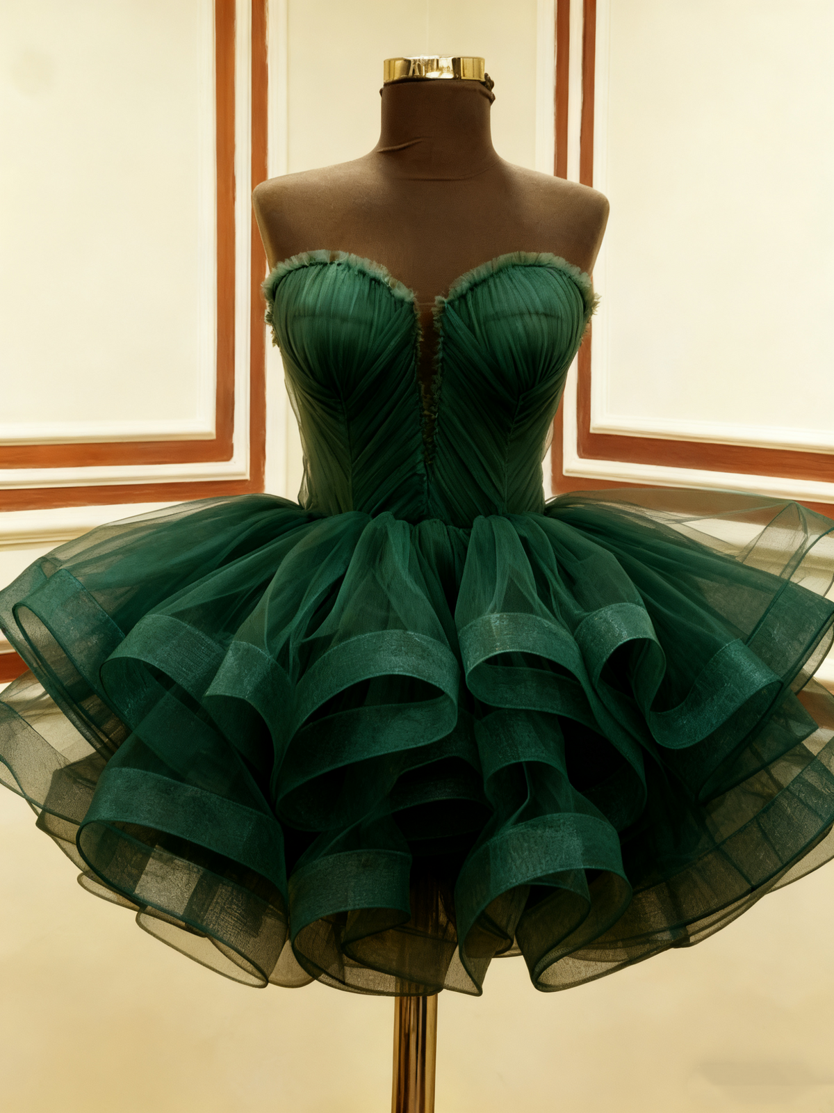 A-Line Green Tulle Short Prom Dress Birthday Party Dress Homecoming Dress - View 9 | FashionDia